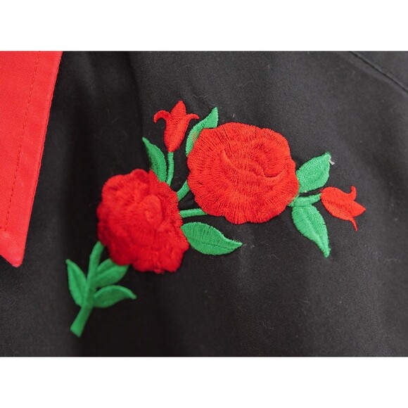 Ely Diamond‎ Western ranch shirt men's size 2XL red roses snap buttons - Picture 3 of 10